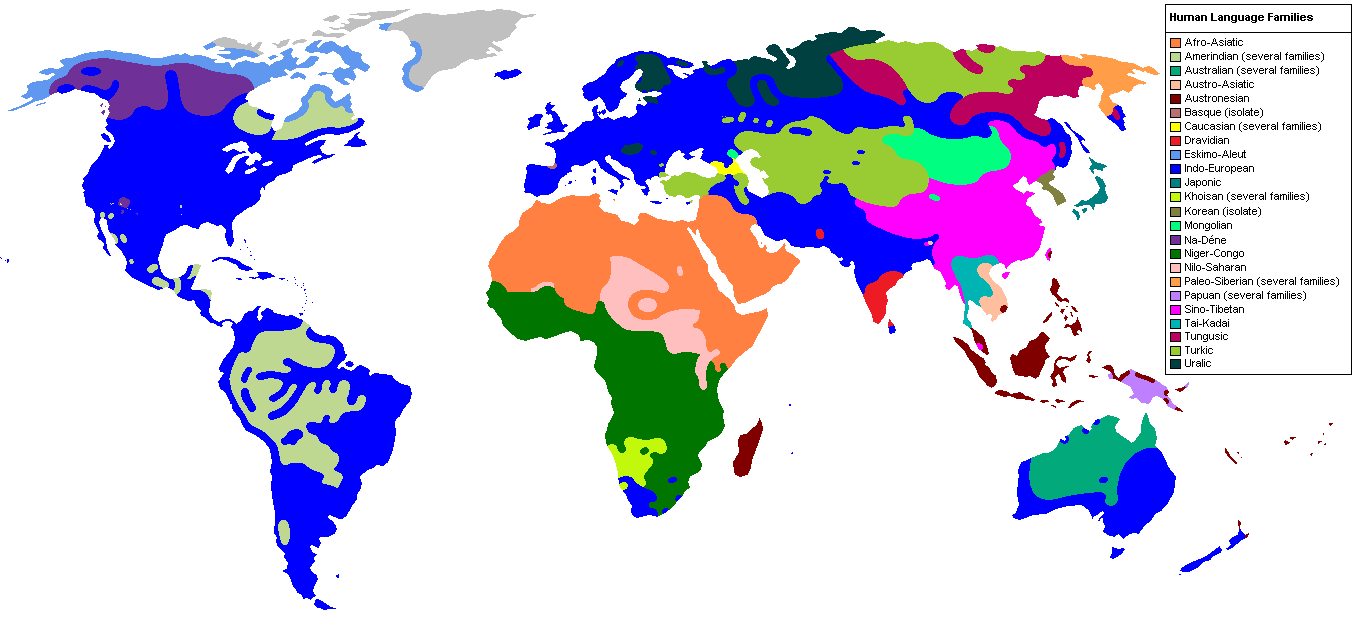 Mapa rodzin językowych na świecie