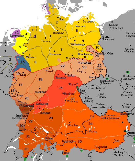 Карта диалектов германии